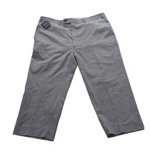 Indochino Mens Gray Flat Front Wool Dress Pants Houndstooth Sz 36 X 31‎
